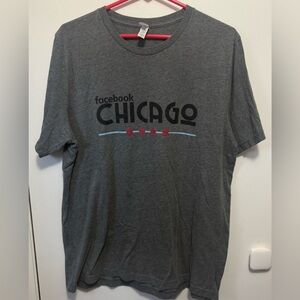 Rare Facebook Meta Chicago Office Employee Issued Dk Gray T Shirt Dbl Sided XL